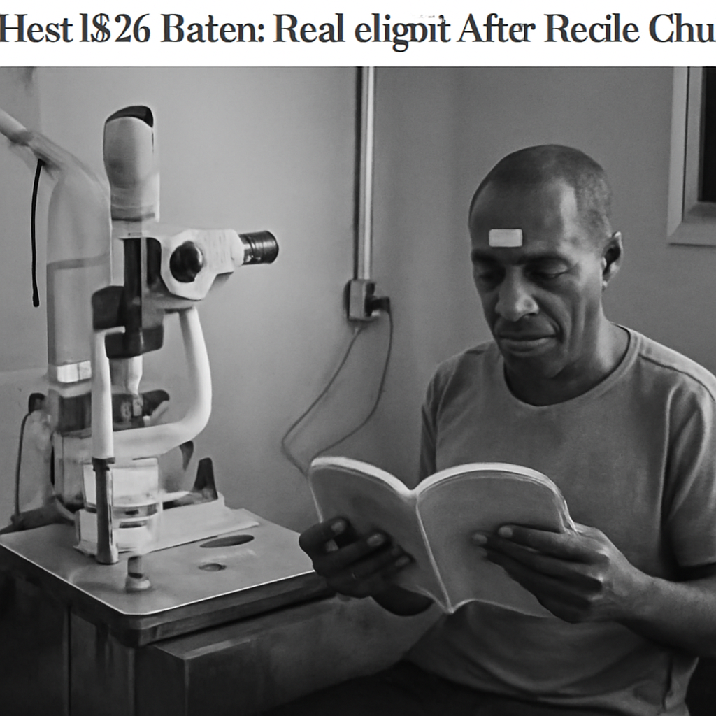 News photograph: Patient Reads Again After Recife Clinic’s Corneal Graft