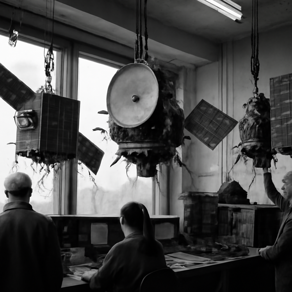 News photograph: Orbital Yard Opens With First Three Dead Satellites for Dismantling